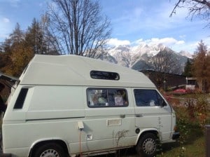 Alps and campervan