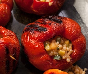 Roast stuffed red peppers